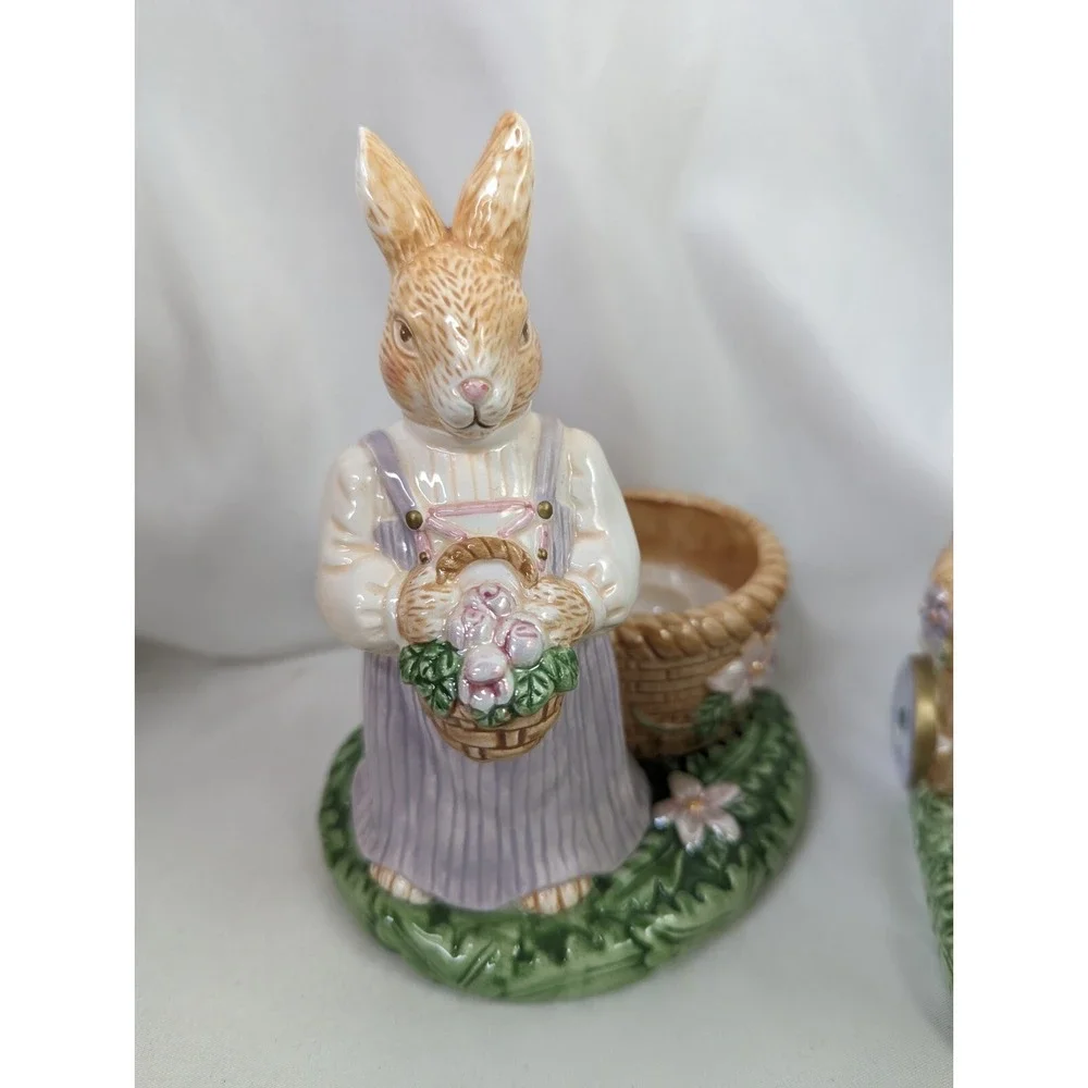 Avon Springtime Collection Rabbit‎ Tealight Holders Lot of 2 2002